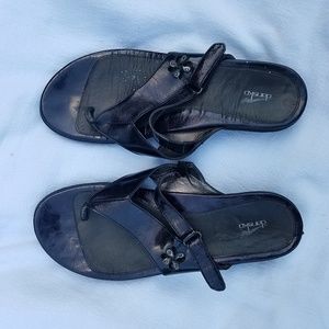 Dansko Black Leather Slide In Sandals Size…